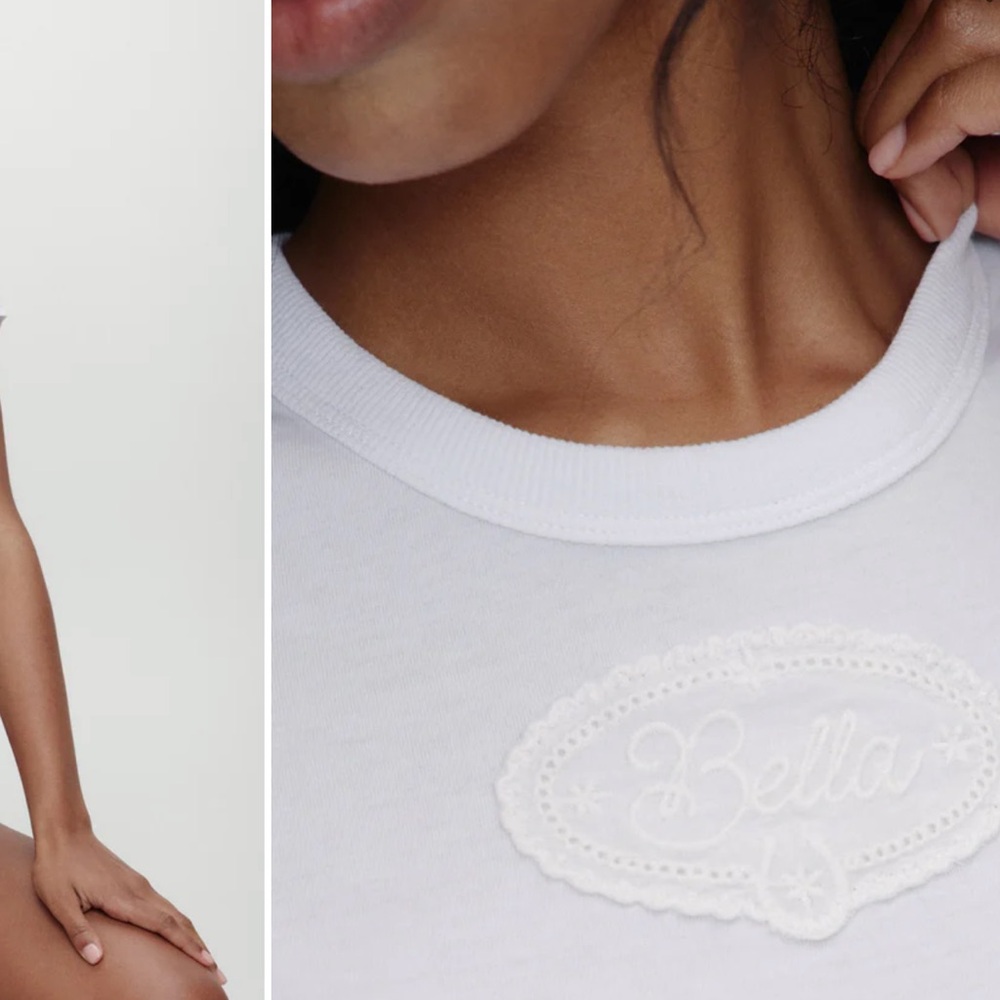 Frankie's Bikinis White Bella Embroidered Crop Top